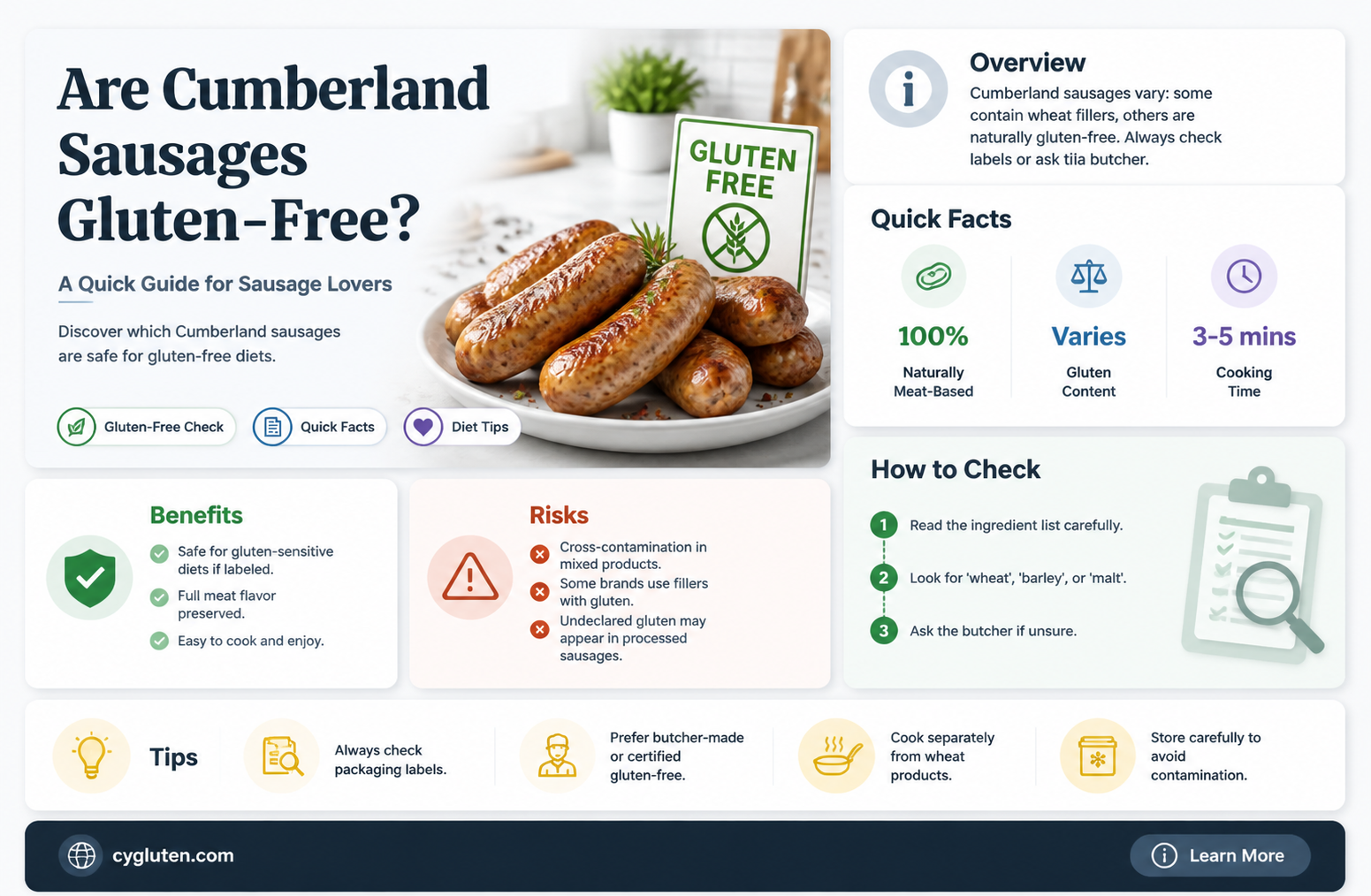 are cumberland sausages gluten free
