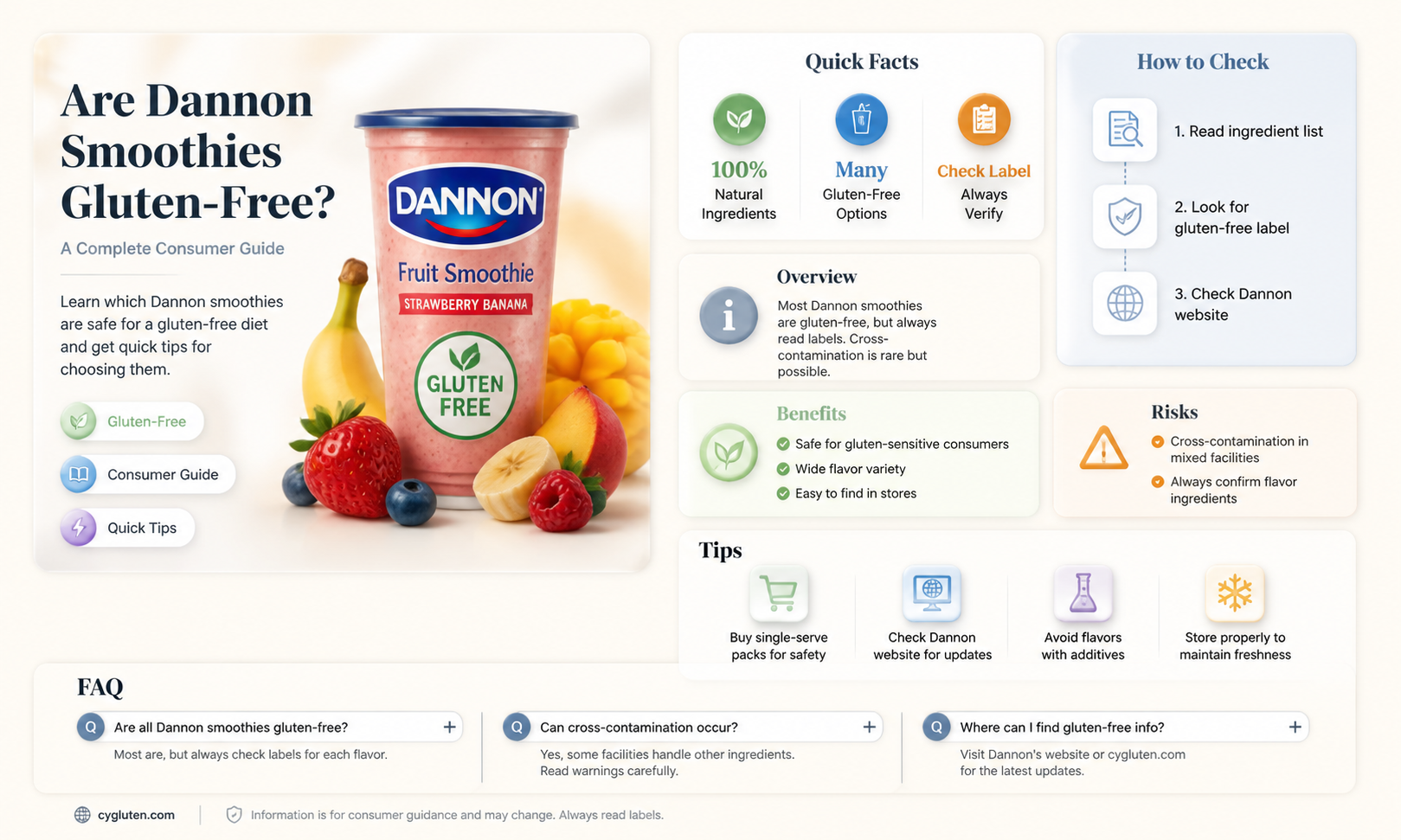 are dannon smoothies gluten free