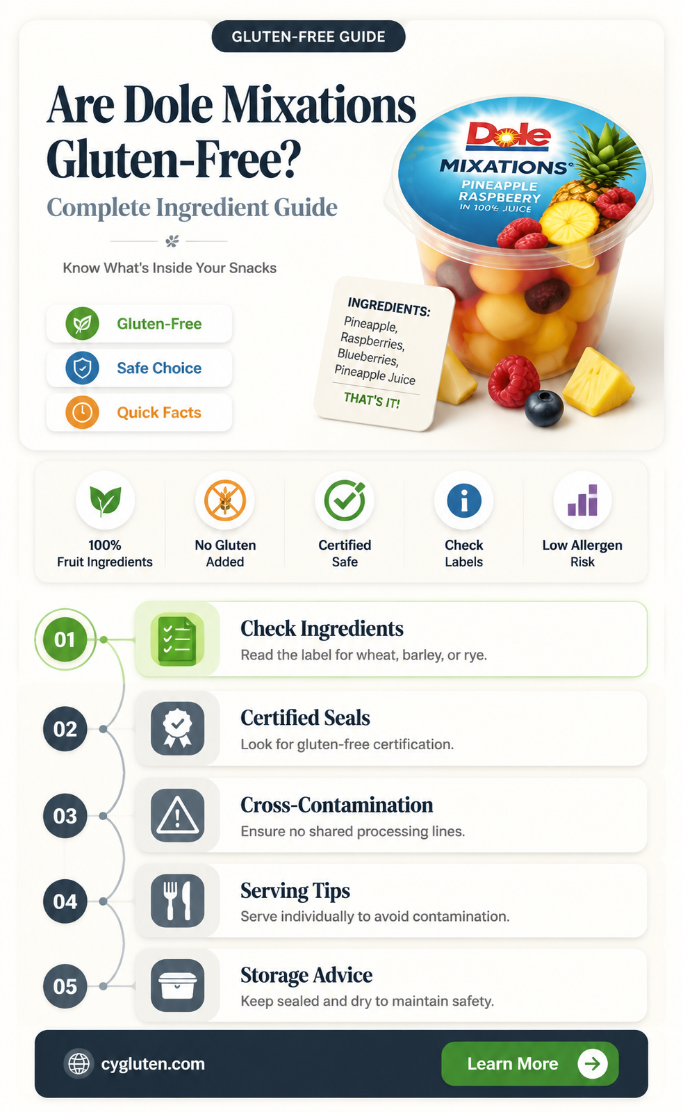 are dole mixations gluten free