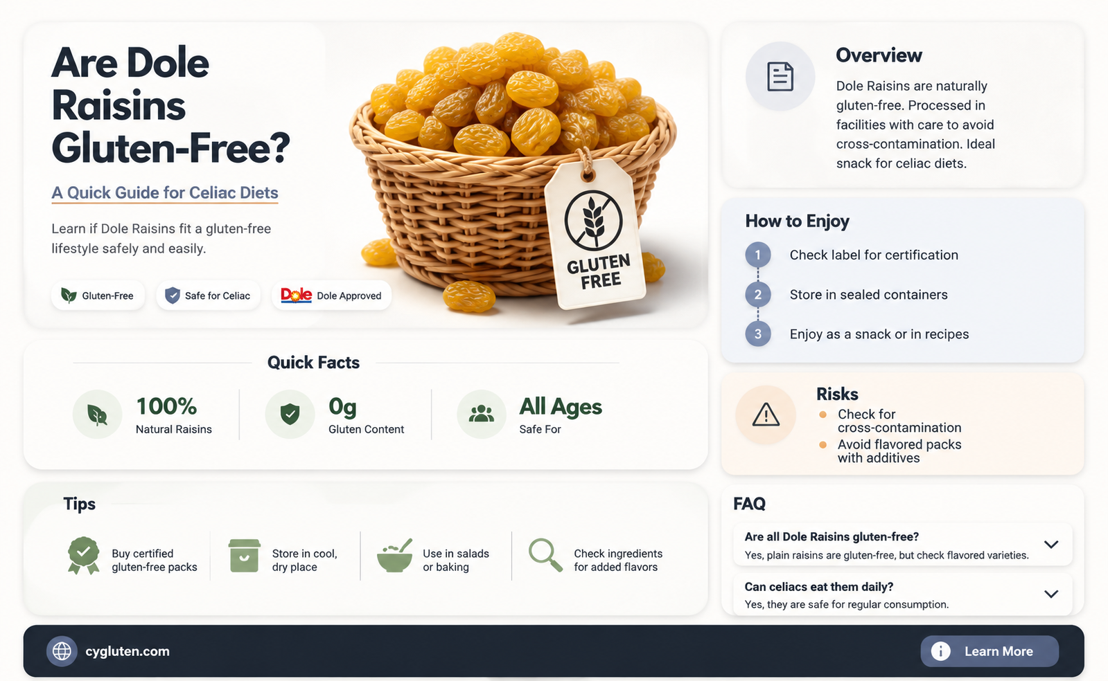are dole raisins gluten free