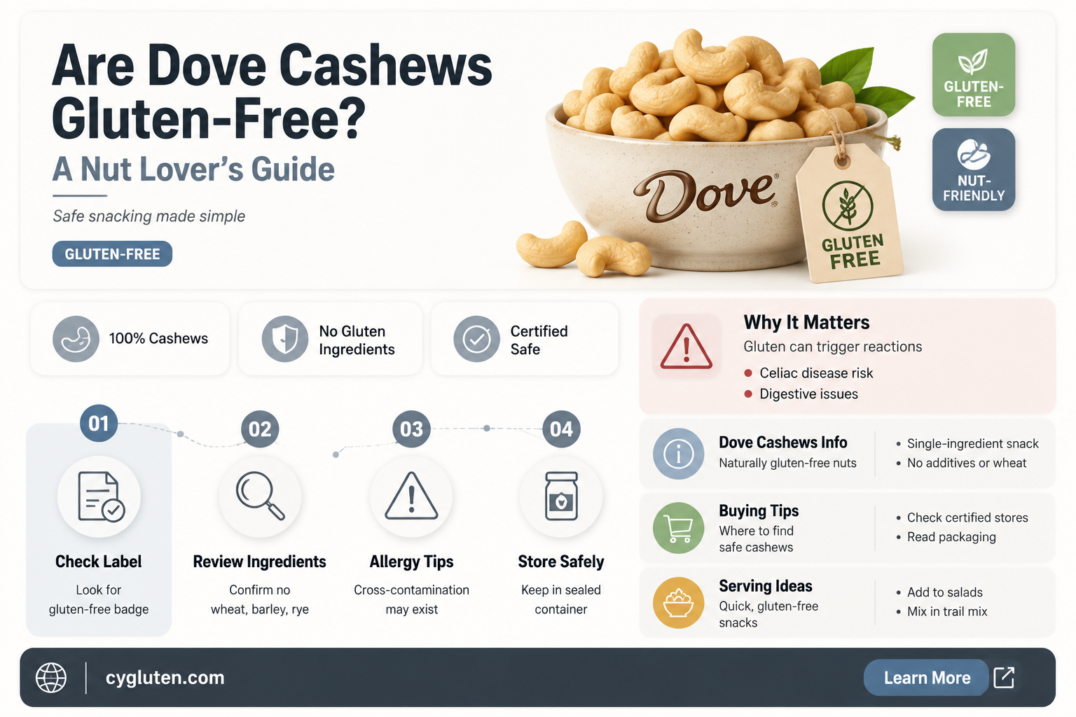 are dove cashews gluten free