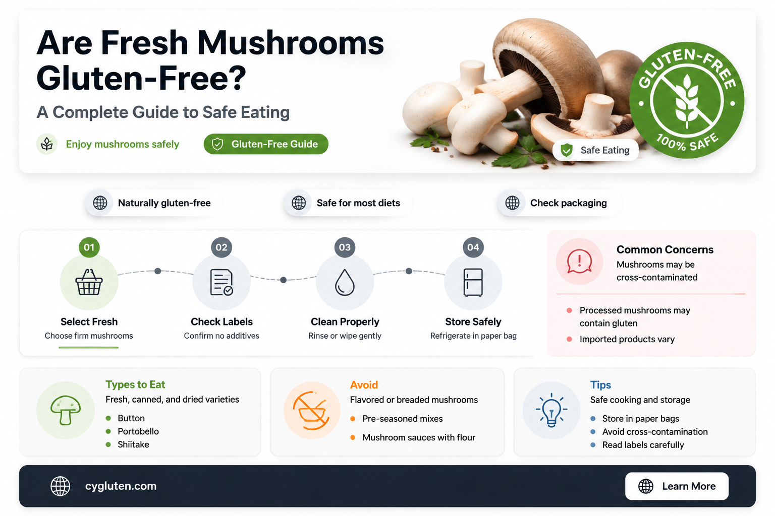 are fresh mushrooms gluten free