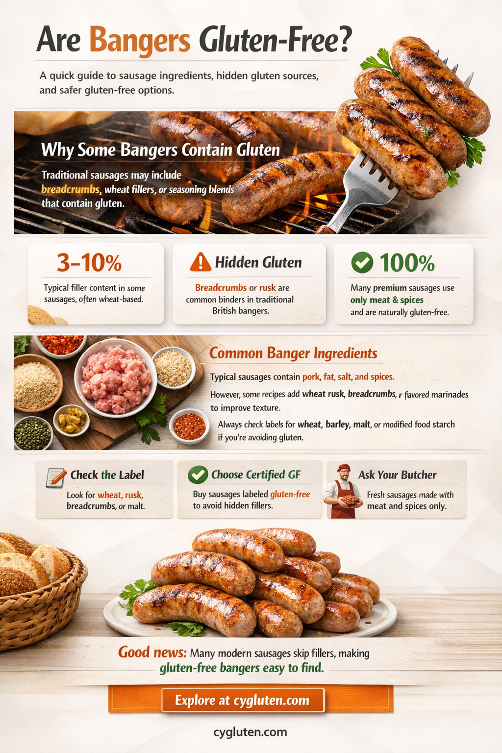 are bangers gluten free