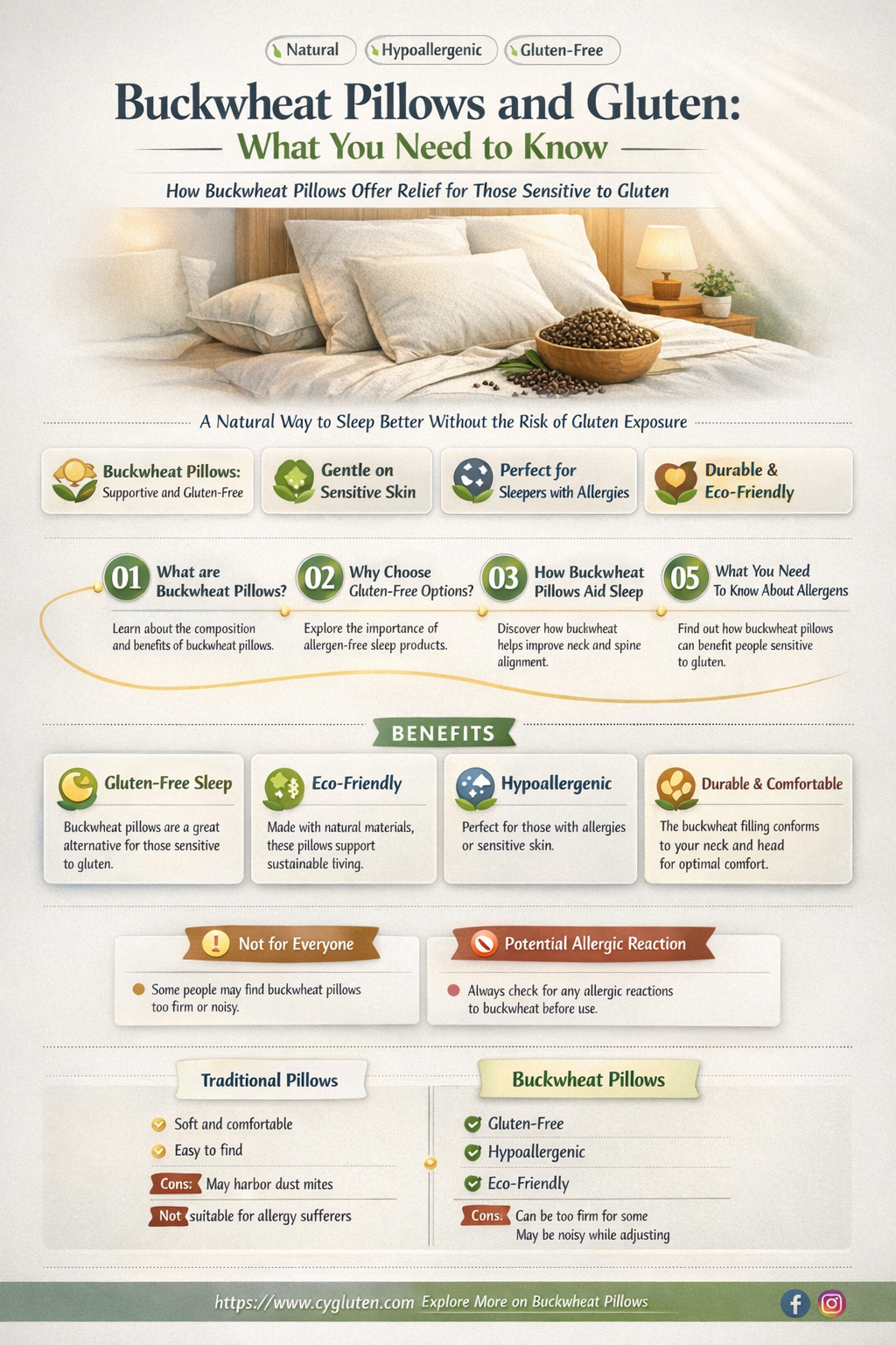 are buckwheat pillows gluten free