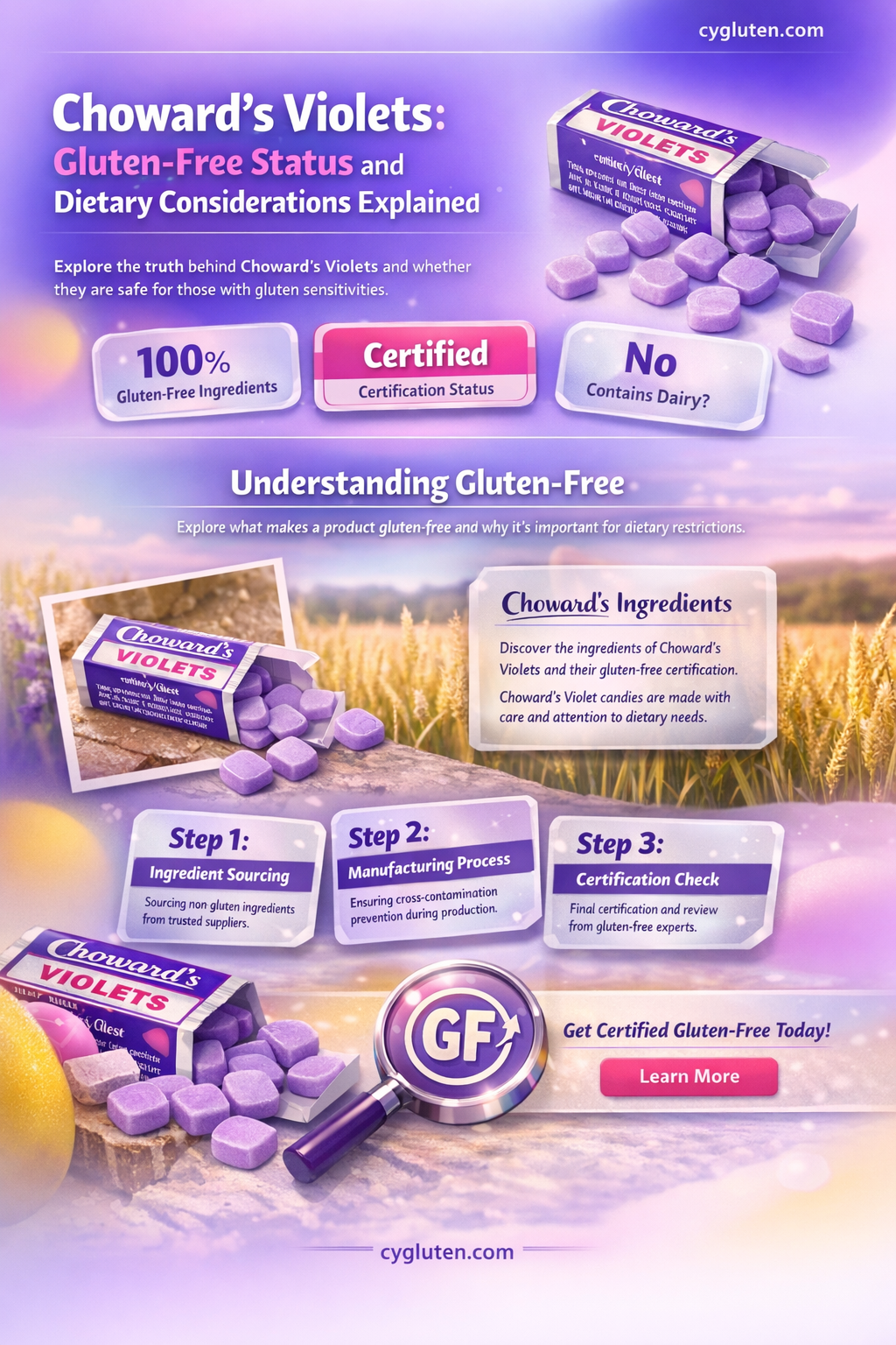 are chowards violets gluten free