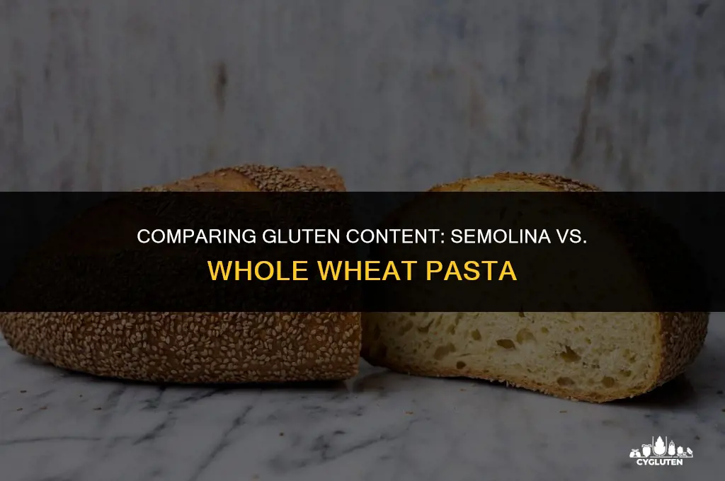 does semolina pasta have less gluten than whole wheat pasta