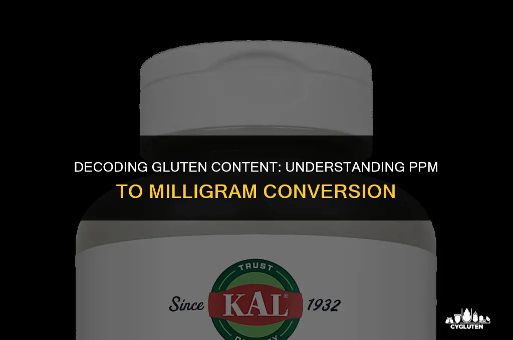 how many ppm gluten equals 1 mg