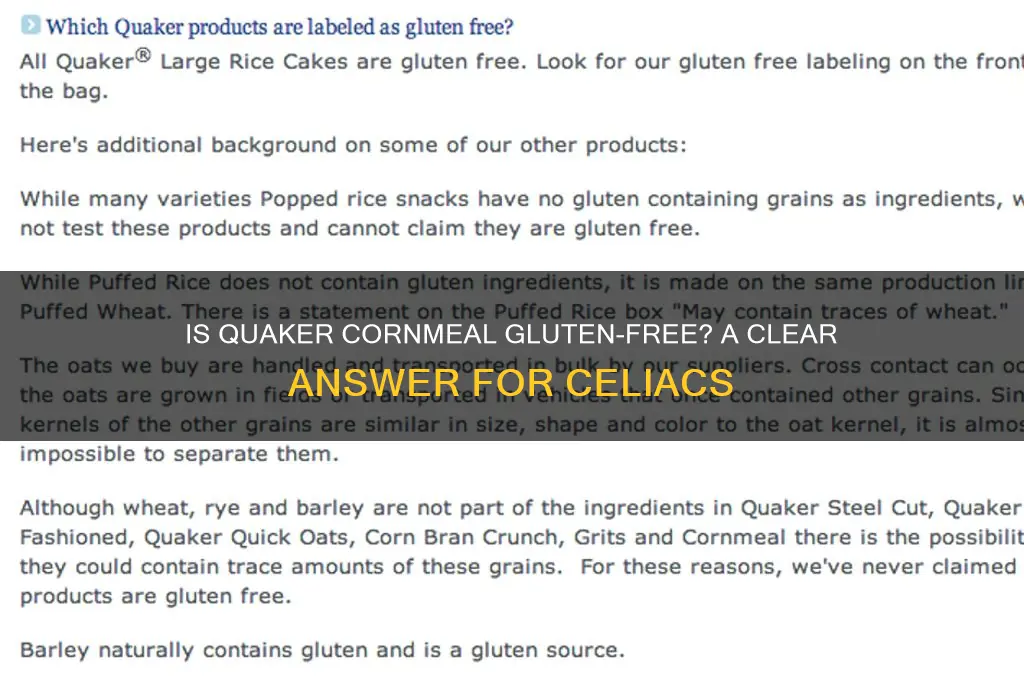 is quaker cornmeal gluten free